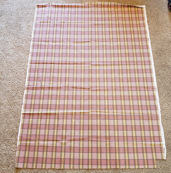 100% Cotton Canvas "Pleasant Plaid" Upholstery Fabric Red Green Gold 2 Yards - Picture 2 of 4